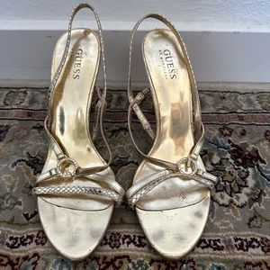 Gold guess heels
